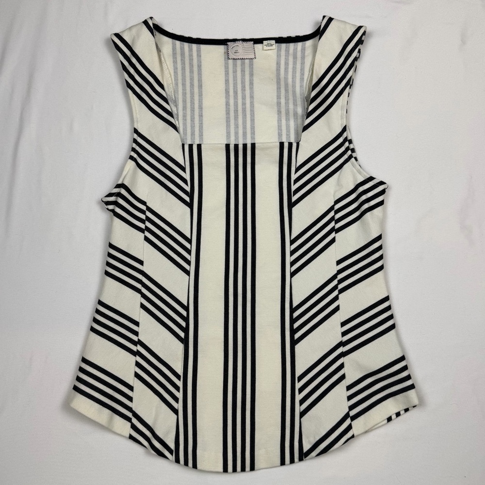 Anthropologie Postmark Black & White Striped Sleeveless Blouse Top Size Small